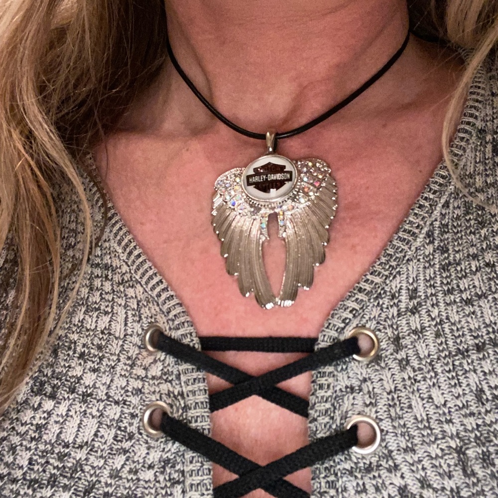 Harley Wing Rhinestone Crystal Necklace